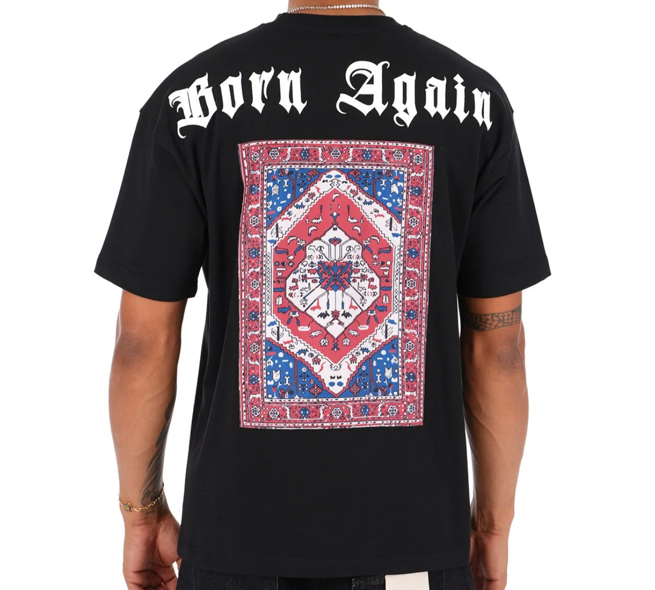 T-SHIRT OVERSIZE NOIR MOTIF ( BORN AGAIN )