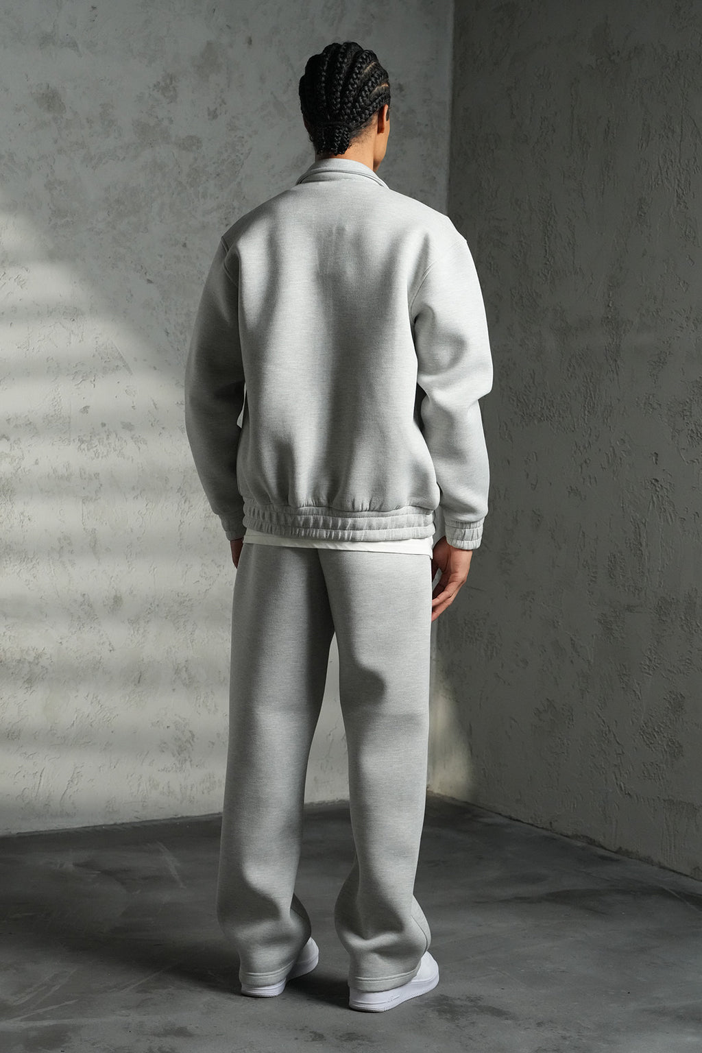 ENSEMBLE NÉOPRÈNE GRIS JOGGING ET VESTE COL MONTANT