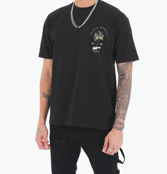 T-SHIRT OVERSIZE NOIR MOTIF ( PALMIERS )