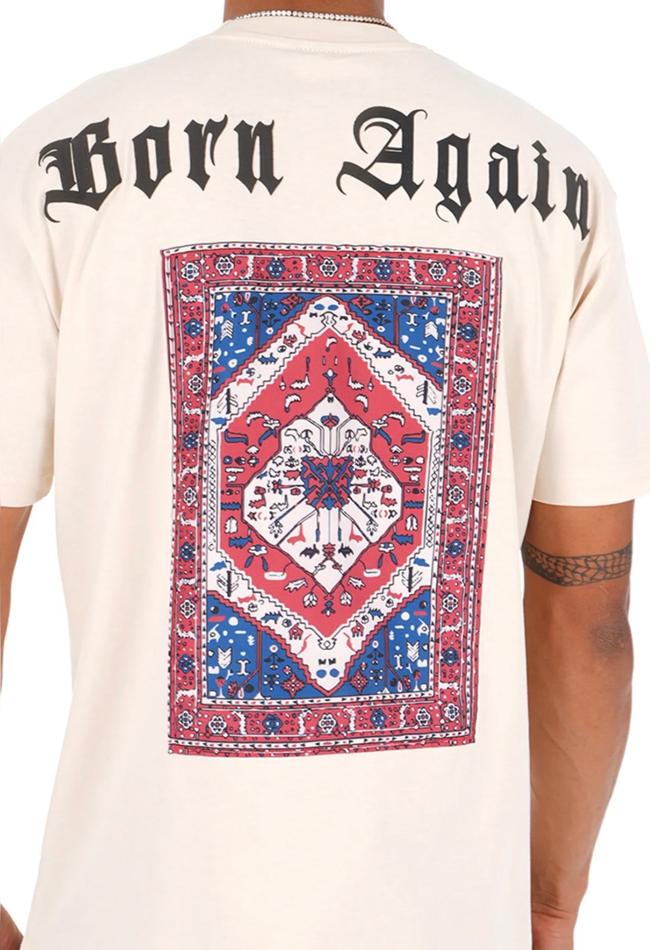 T-SHIRT OVERSIZE BEIGE MOTIF ( BORN AGAIN )