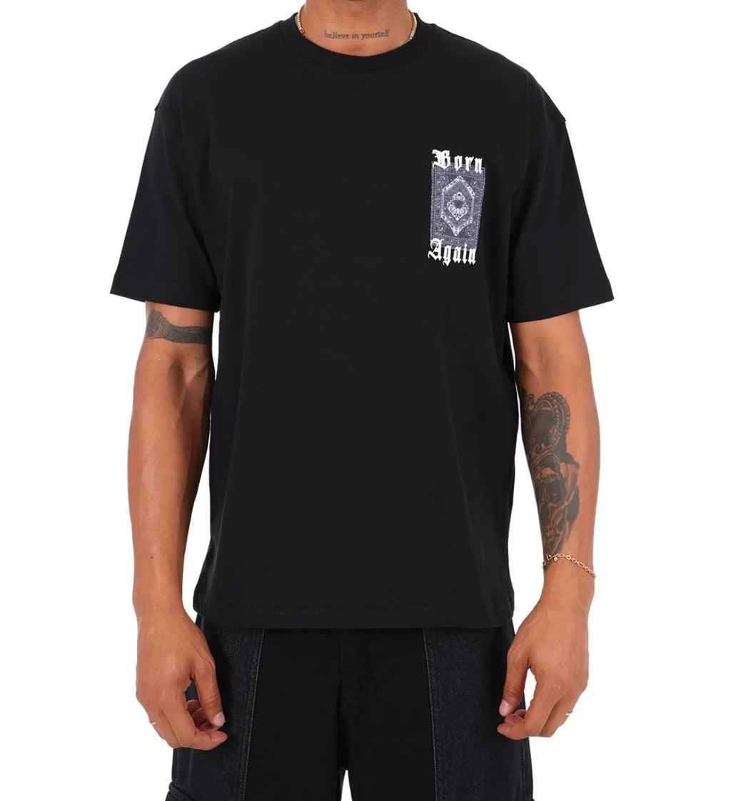 T-SHIRT OVERSIZE NOIR MOTIF ( BORN AGAIN )