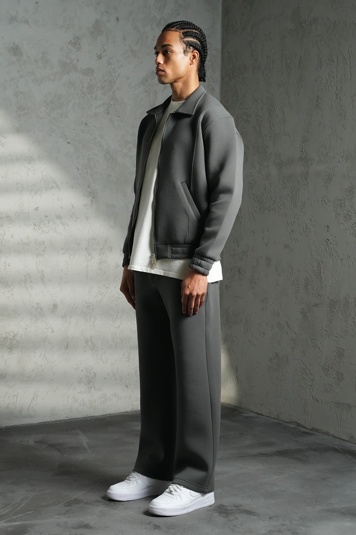 ENSEMBLE NÉOPRÈNE ANTHRACITE JOGGING ET VESTE COL MONTANT