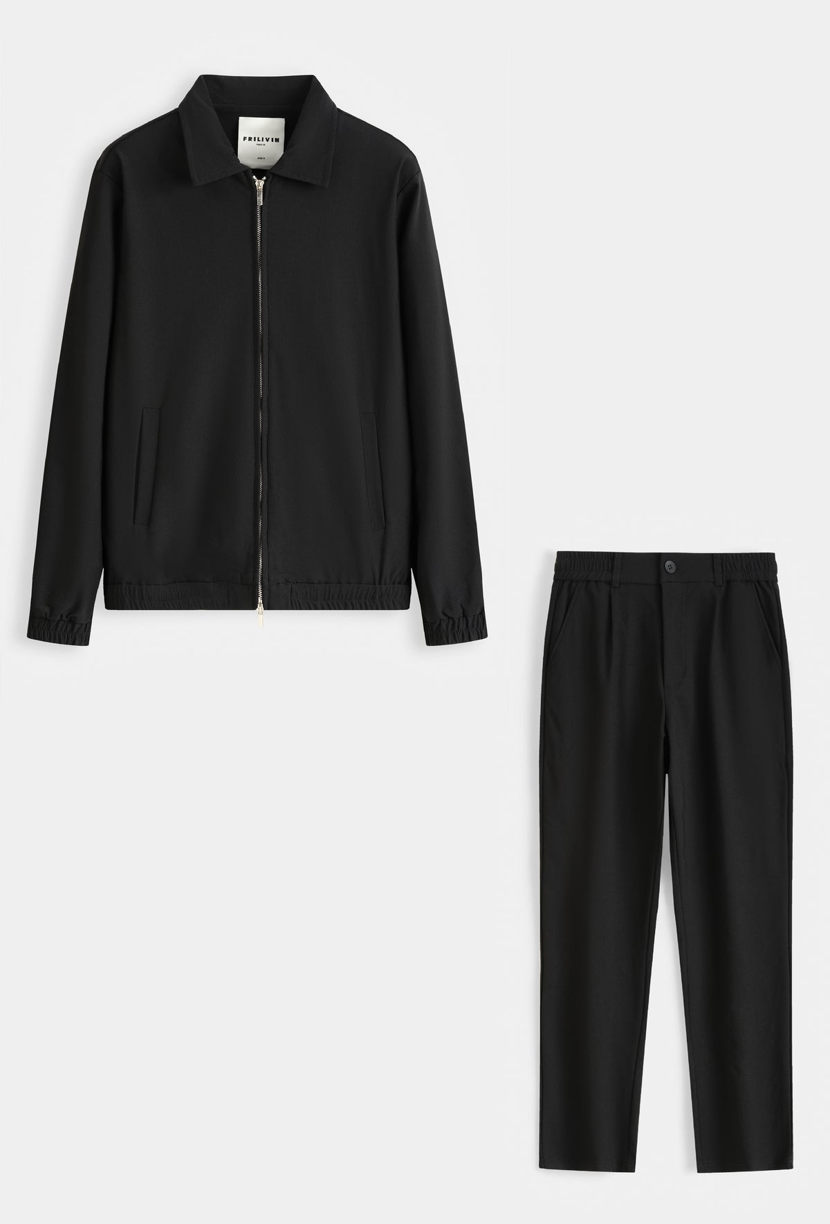 ENSEMBLE NOIR AVEC VESTE ZIPPÉE À COL