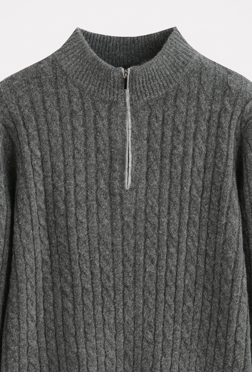 PULL GRIS MAILLE AVEC ZIP