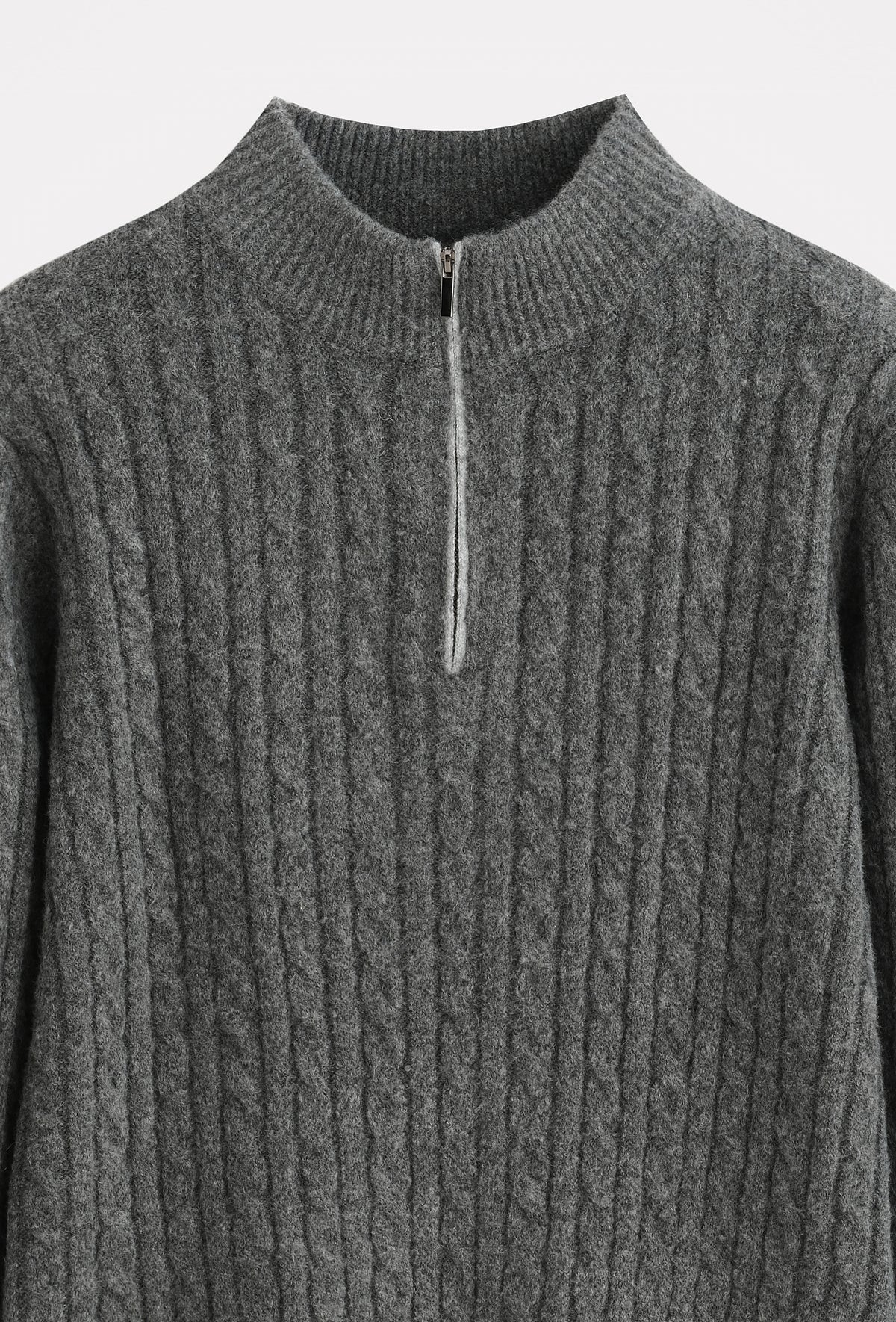 PULL GRIS MAILLE AVEC ZIP