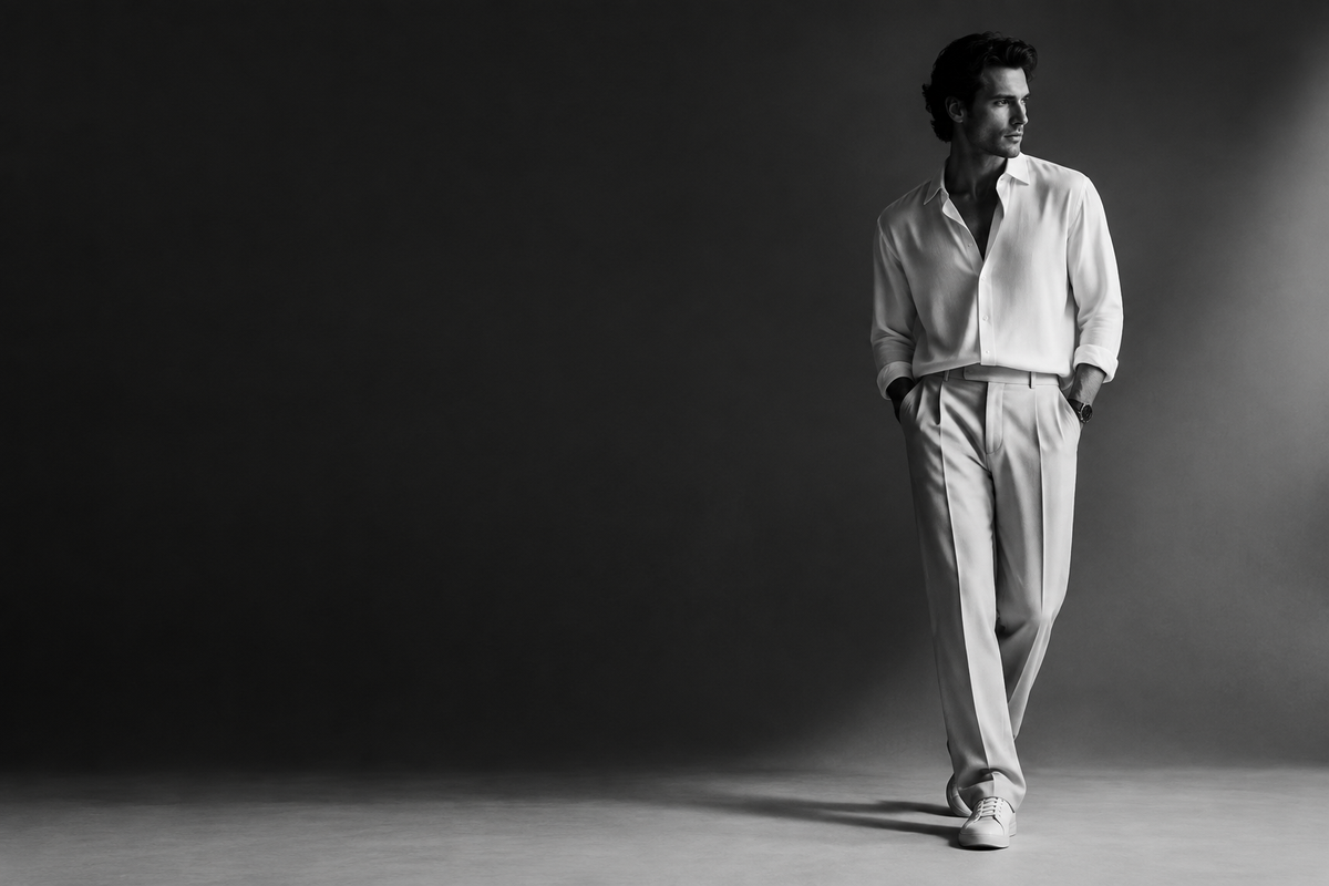 Bannière mode masculine noir et blanc générée